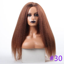 将图片加载到图库查看器，Long Kinky Straight Synthetic Wigs for Black Women Black Brown Blonde Ginger Red White Hair Afro Wigs Synthetic Hair  Wigs For Black Women Cosplay Wigs For Women
