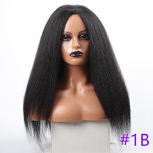 将图片加载到图库查看器，Long Kinky Straight Synthetic Wigs for Black Women Black Brown Blonde Ginger Red White Hair Afro Wigs Synthetic Hair  Wigs For Black Women Cosplay Wigs For Women
