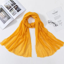 将图片加载到图库查看器，Long Soft Cotton Lightweight Crinkle Hijab Scarf Elegant Headscarf Head Wrap Islamic Head Wraps Hijab For Women 70*175cm
