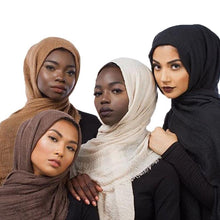 将图片加载到图库查看器，Long Soft Cotton Lightweight Crinkle Hijab Scarf Elegant Headscarf Head Wrap Islamic Head Wraps Hijab For Women 70*175cm
