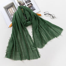 将图片加载到图库查看器，Long Soft Cotton Lightweight Crinkle Hijab Scarf Elegant Headscarf Head Wrap Islamic Head Wraps Hijab For Women 70*175cm
