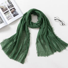将图片加载到图库查看器，Long Soft Cotton Lightweight Crinkle Hijab Scarf Elegant Headscarf Head Wrap Islamic Head Wraps Hijab For Women 70*175cm
