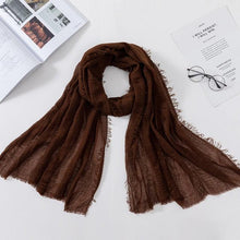 将图片加载到图库查看器，Long Soft Cotton Lightweight Crinkle Hijab Scarf Elegant Headscarf Head Wrap Islamic Head Wraps Hijab For Women 70*175cm
