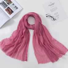 将图片加载到图库查看器，Long Soft Cotton Lightweight Crinkle Hijab Scarf Elegant Headscarf Head Wrap Islamic Head Wraps Hijab For Women 70*175cm
