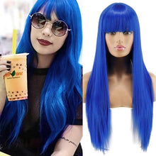 Load image into Gallery viewer, Long Straight Synthetic Black Wig Mixed Brown and Blonde Long Wig For Black Women Middle Part Nature Wigs For Black Women Cosplay Wigs For Women
