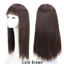 Load image into Gallery viewer, Long Straight With Bangs Synthetic Wigs For Black/White Women Natural Black Brown Gray Heat Resistant Fiber Hair Wigs For Black Women Cosplay Wigs For Women Gifts for Girlfriends
