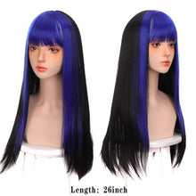 Load image into Gallery viewer, Long Straight With Bangs Synthetic Wigs For Black/White Women Natural Black Brown Gray Heat Resistant Fiber Hair Wigs For Black Women Cosplay Wigs For Women Gifts for Girlfriends

