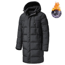 Load image into Gallery viewer, Long Winter Warm Thick Hooded Jacket Coat Windproof Thicken Hooded Coat Comfortable Jacket Men Autumn Outdoor Fashion Classic Windproof Multiple Pockets Men Light Jacket Coat
