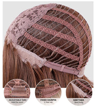 将图片加载到图库查看器，Long Womens Wigs with Bangs Ombre Brown Platinum Blonde Wigs Side Part Synthetic Wavy Wigs Women Cosplay Party Wigs For Black Women Cosplay Wigs For Women
