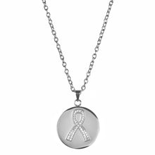Load image into Gallery viewer, Love, Faith, &amp; Survival Cubic Zirconia Disc Necklace
