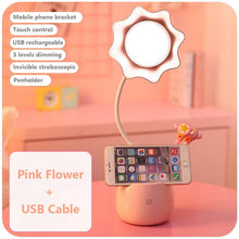Load image into Gallery viewer, Lovely 3 Levels Dimmer Reading Table Lamp Pen Case Base Student LED Desk Lamp Girls Charge Bedside Lamp for Bedroom Studyroom Cute Study Lamps for Bedroom Décor

