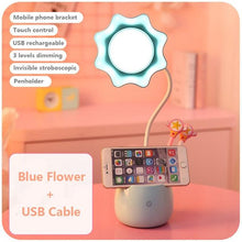 Load image into Gallery viewer, Lovely 3 Levels Dimmer Reading Table Lamp Pen Case Base Student LED Desk Lamp Girls Charge Bedside Lamp for Bedroom Studyroom Cute Study Lamps for Bedroom Décor
