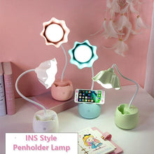 Load image into Gallery viewer, Lovely 3 Levels Dimmer Reading Table Lamp Pen Case Base Student LED Desk Lamp Girls Charge Bedside Lamp for Bedroom Studyroom Cute Study Lamps for Bedroom Décor
