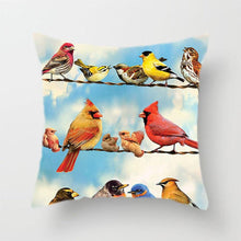 Load image into Gallery viewer, Lovely Bird Polyester Cotton Cushion Cover Bird On The Tree Accent Decorative Throw Pillow Case Hand Painted Cushion Cover Cute Bird Pillow Shells Flower Pattern Pillow Covers Decorative For Sofa Bed Living Room Luxury New Stylish Pillows 45x45cm
