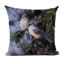 Load image into Gallery viewer, Lovely Bird Polyester Cotton Cushion Cover Bird On The Tree Accent Decorative Throw Pillow Case Hand Painted Cushion Cover Cute Bird Pillow Shells Flower Pattern Pillow Covers Decorative For Sofa Bed Living Room Luxury New Stylish Pillows 45x45cm
