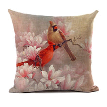 Load image into Gallery viewer, Lovely Bird Polyester Cotton Cushion Cover Bird On The Tree Accent Decorative Throw Pillow Case Hand Painted Cushion Cover Cute Bird Pillow Shells Flower Pattern Pillow Covers Decorative For Sofa Bed Living Room Luxury New Stylish Pillows 45x45cm
