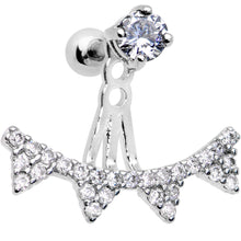 Load image into Gallery viewer, 1/4 Clear CZ Gem Debutante Fan Dangle Cartilage Tragus Piercing
