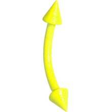 Load image into Gallery viewer, 16G 3/8 Yellow Glow In The Dark Effect Cone Curved Eyebrow Ring
