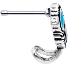 Load image into Gallery viewer, Soutwestern Blue Fashion Feather Faux Hoop Nose Bone
