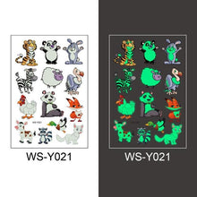 Load image into Gallery viewer, Luminous Tattoo Stickers Temporary Animal Tattoos Glow Paste on Face Arm Leg Fluorescent Waterproof Fake Tattoo For Kids Girls
