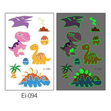 Load image into Gallery viewer, Luminous Tattoo Stickers Temporary Animal Tattoos Glow Paste on Face Arm Leg Fluorescent Waterproof Fake Tattoo For Kids Girls
