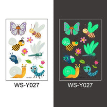 Load image into Gallery viewer, Luminous Tattoo Stickers Temporary Animal Tattoos Glow Paste on Face Arm Leg Fluorescent Waterproof Fake Tattoo For Kids Girls
