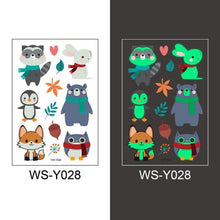 Load image into Gallery viewer, Luminous Tattoo Stickers Temporary Animal Tattoos Glow Paste on Face Arm Leg Fluorescent Waterproof Fake Tattoo For Kids Girls
