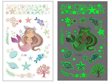 Load image into Gallery viewer, Luminous Tattoo Stickers Temporary Animal Tattoos Glow Paste on Face Arm Leg Fluorescent Waterproof Fake Tattoo For Kids Girls
