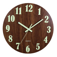 将图片加载到图库查看器，Luminous Wall Clock Silent Non-Ticking Quartz Wall Clocks Large Luminous Function Numbers and Hands Battery Operated Decorative Wall Clock for Office 12 Inch Wooden Silent Non-Ticking Kitchen Wall Clocks With Night Lights For Indoor/Outdoor Living Room
