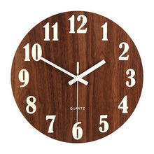 将图片加载到图库查看器，Luminous Wall Clock Silent Non-Ticking Quartz Wall Clocks Large Luminous Function Numbers and Hands Battery Operated Decorative Wall Clock for Office 12 Inch Wooden Silent Non-Ticking Kitchen Wall Clocks With Night Lights For Indoor/Outdoor Living Room

