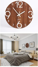 将图片加载到图库查看器，Luminous Wall Clock Silent Non-Ticking Quartz Wall Clocks Large Luminous Function Numbers and Hands Battery Operated Decorative Wall Clock for Office 12 Inch Wooden Silent Non-Ticking Kitchen Wall Clocks With Night Lights For Indoor/Outdoor Living Room
