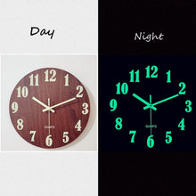 将图片加载到图库查看器，Luminous Wall Clock Silent Non-Ticking Quartz Wall Clocks Large Luminous Function Numbers and Hands Battery Operated Decorative Wall Clock for Office 12 Inch Wooden Silent Non-Ticking Kitchen Wall Clocks With Night Lights For Indoor/Outdoor Living Room
