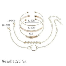 Load image into Gallery viewer, Luxruy Modern Bohemian Gold Color Moon Leaf Crystal Opal Open Bracelet Set for Women In Boho Beach Bangle Jewelry Style
