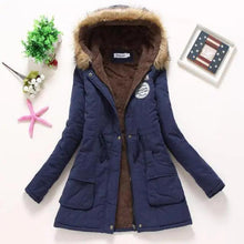 Load image into Gallery viewer, Luxurious Autumn Winter Women Cotton Jacket Padded Casual Slim Coat Emboridery Hooded Size 3XL Wadded Overcoat
