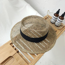 Load image into Gallery viewer, Luxurious New Handmade Straw Beach Hat For Women Summer Hat Luxury Cap Fashion Straw Hat Flat Sun Protection Hats Beautiful Unique Design 55-60cm
