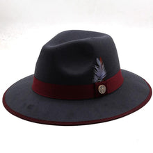 Load image into Gallery viewer, Luxurious Unique Couple Hats Wide Brim Fedora Hat Winter Autumn Trendy Fedora Hat  Women Black Red Wedding Hat With Feather Belts For Hats Men Beautiful Gentleman Elegant Classical Hat
