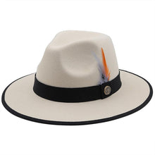 Load image into Gallery viewer, Luxurious Unique Couple Hats Wide Brim Fedora Hat Winter Autumn Trendy Fedora Hat  Women Black Red Wedding Hat With Feather Belts For Hats Men Beautiful Gentleman Elegant Classical Hat
