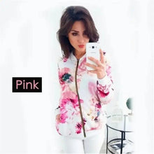 Load image into Gallery viewer, Luxurious Women Floral Jackets Spring Summer Long Sleeve Zipper Print Bomber Jacket Casual Pocket Slim Female Fashion Outwears Plus Size
