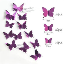 Load image into Gallery viewer, Luxury 3D Wall Stunning 12Pcs 4D Hollow Butterfly Wall Sticker Home Decoration Wall Stickers wedding Party Wedding Decors Butterfly Kids Room Decors
