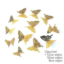 Load image into Gallery viewer, Luxury 3D Wall Stunning 12Pcs 4D Hollow Butterfly Wall Sticker Home Decoration Wall Stickers wedding Party Wedding Decors Butterfly Kids Room Decors

