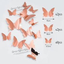 Load image into Gallery viewer, Luxury 3D Wall Stunning 12Pcs 4D Hollow Butterfly Wall Sticker Home Decoration Wall Stickers wedding Party Wedding Decors Butterfly Kids Room Decors
