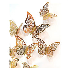 Load image into Gallery viewer, Luxury 3D Wall Stunning 12Pcs 4D Hollow Butterfly Wall Sticker Home Decoration Wall Stickers wedding Party Wedding Decors Butterfly Kids Room Decors
