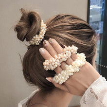 Load image into Gallery viewer, Luxury Big Elegant White Pearl Hair Ties Beads Girls Scrunchies Rubber Bands Ponytail Holders Hair Accessories Elastic Hair Band Ponytail Holder Accessories for Women
