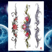 Load image into Gallery viewer, Luxury Big Tattoo Stickers Butterfly Body Arm Leg Tattoos Temporary Black Flower Rose Tattoos For Women's Adults
