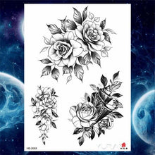 Load image into Gallery viewer, Luxury Big Tattoo Stickers Butterfly Body Arm Leg Tattoos Temporary Black Flower Rose Tattoos For Women's Adults
