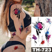 Load image into Gallery viewer, Luxury Big Waterproof Temporary Sticker Tattoo Large Flowers And Animals Body Tattos For Womens
