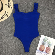 Load image into Gallery viewer, Luxury Black Female Swimsuit Vintage One Piece Ruffled Push Up Tummy Control Swimwear Halter One Piece Slimming Retro Swimsuit Women's Plus Size Push Up Bathing Suit Solid Red Swimwear Women Padded Bathing Suits
