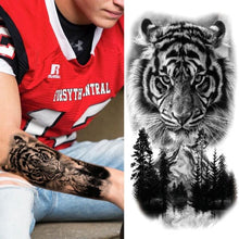 Load image into Gallery viewer, Luxury Black Forest Tiger Wolf Tattoo Sticker Temporary Tattoo Animals Colorful Big Tattoo Stickers For Mens Womens
