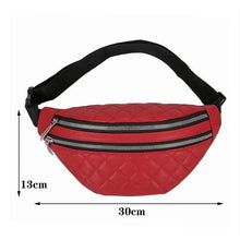 将图片加载到图库查看器，Luxury Black  PU Leather Fashion Women Waist Bag Waterproof Fanny Pack Beautiful Design Fanny Pack Cool Travel Waist Bag
