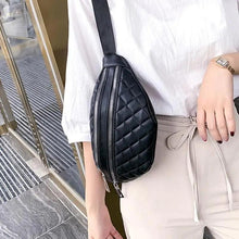 将图片加载到图库查看器，Luxury Black  PU Leather Fashion Women Waist Bag Waterproof Fanny Pack Beautiful Design Fanny Pack Cool Travel Waist Bag
